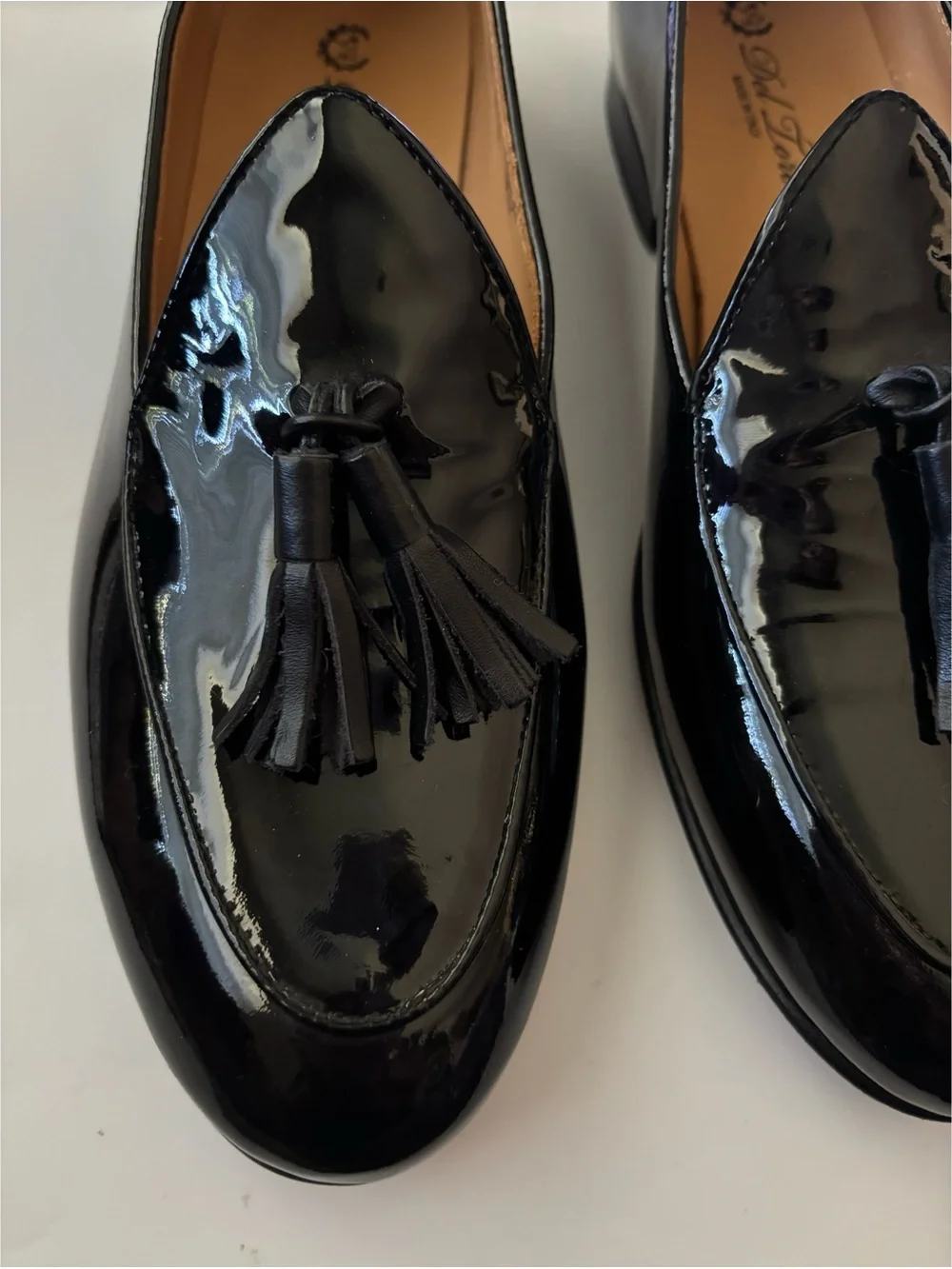 Del Toro Classic Black Patent Leather Tassel Loafers~like New ~ Size 10M
